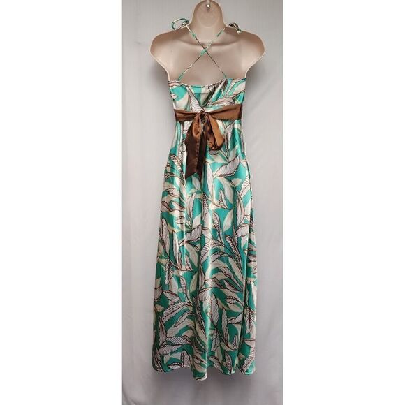 Alyn Paige New York Midi Dress Fit Flare Green/Brown Junior Size 7/8 - Picture 3 of 8